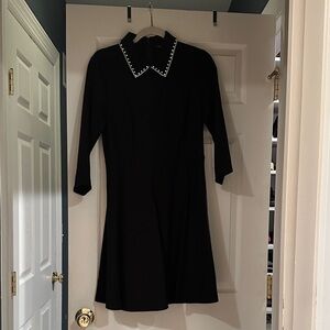 kate spade Black Long Sleeve Dress with Embellished Collar